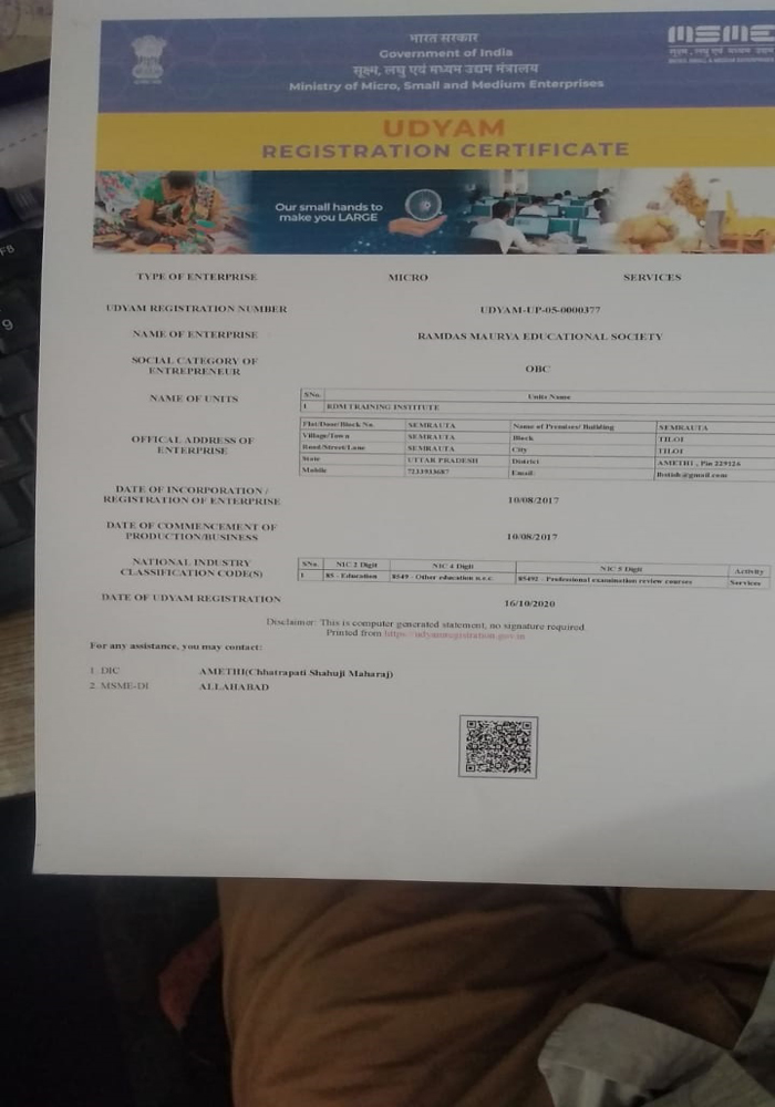 Udyam Registration Certificate